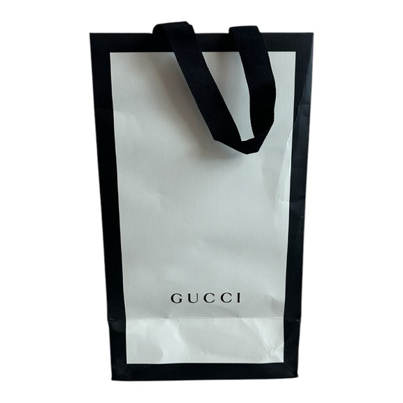 Authentic Empty GUCCI BAG White Black Reusable Paper Bag Staging Decor Gift Bag - Picture 2 of 4